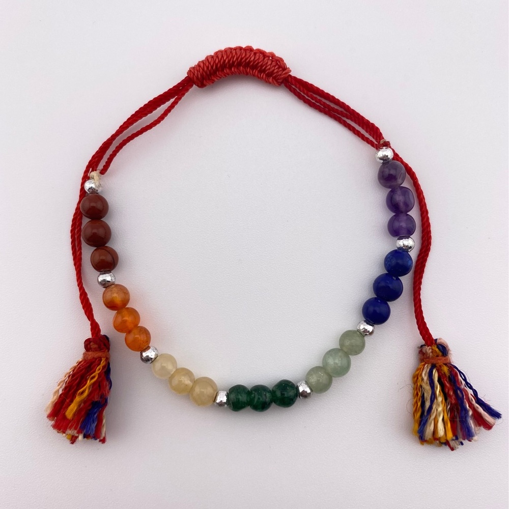 (8) Rainbow Beaded Adjustable Bracelet